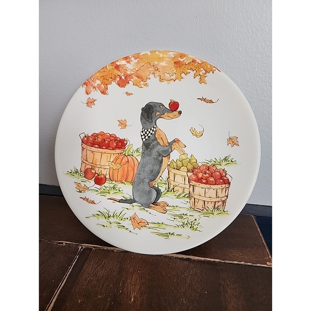 Dashchund‎ Fall Plate Certified International Sherri Buck Baldwin Dogs Orchard